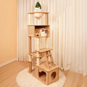 Arbre-a-chat-bois-design-jardin-luxueux-avec-maisonnettes-bulles-transparentes12