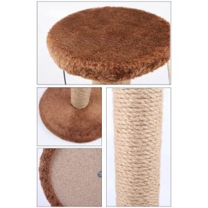 Petit-arbre-a-chat-brun-griffoir-avec-2-jouets-poteau-sisal