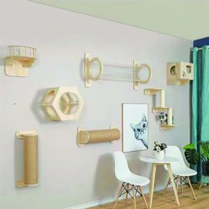 Arbre à chat mural en bois